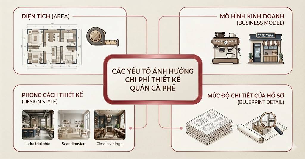 yếu tố ảnh hướng đến chi phí thiết kế quán cà phê