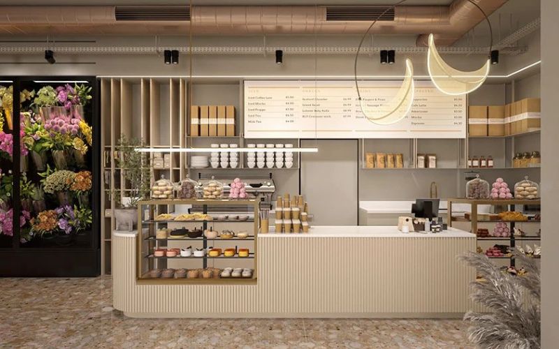 Quầy bánh trưng bày ở tầm mắt, dễ lựa chọn