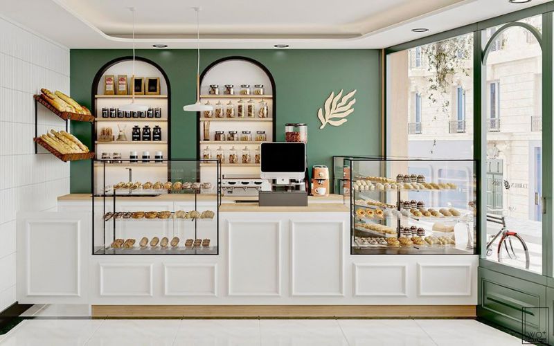 Tủ bánh đặt ở vị trí nhìn thấy đầu tiên