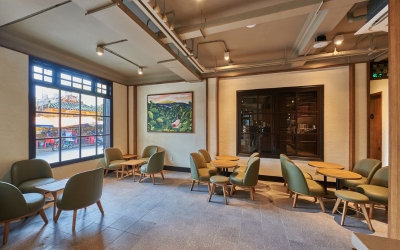 Khu khách uống cà phê & check-in