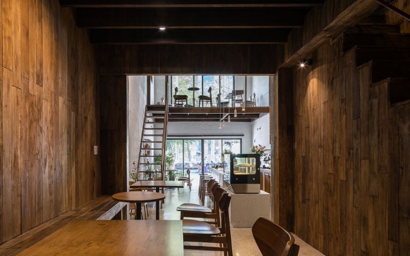 thiết kế quán cafe 120m2 2 tầng 