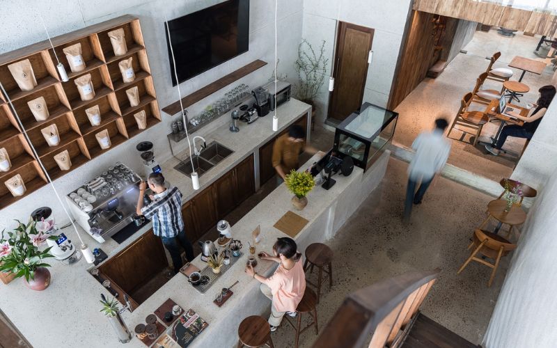 thiết kế quầy bar quán cà phê