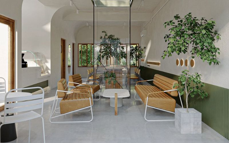 Lựa chọn bàn ghế trong thiết kế quán cafe Địa Trung Hải