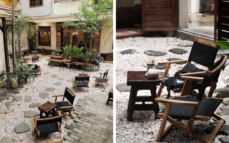 không gian xanh trong quán cafe sân vườn không chỉ đơn thuần là trồng thật nhiều cây