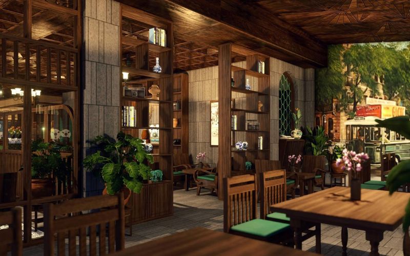 Chọn vật liệu trong thiết kế quán cà phê Retro