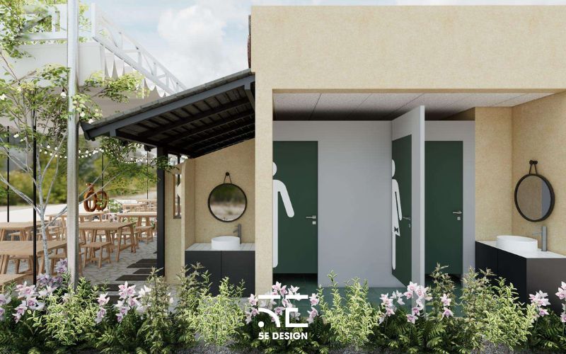 Phân chia rõ khu khách - khu bếp - kho - WC