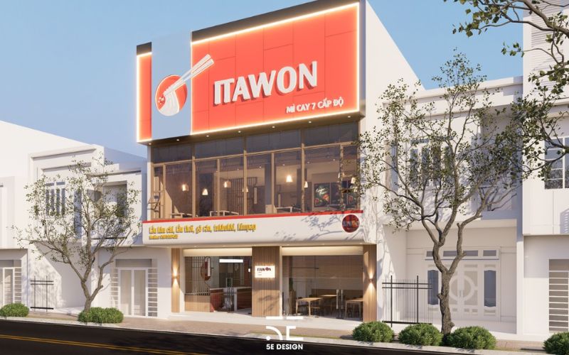 thiết kế nhà hàng tối giản