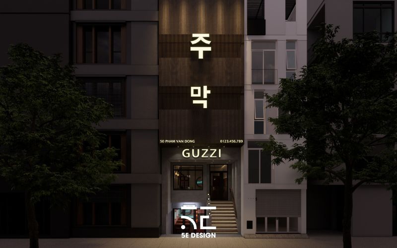 thiết kế nhà hàng hàn quốc GUZZI