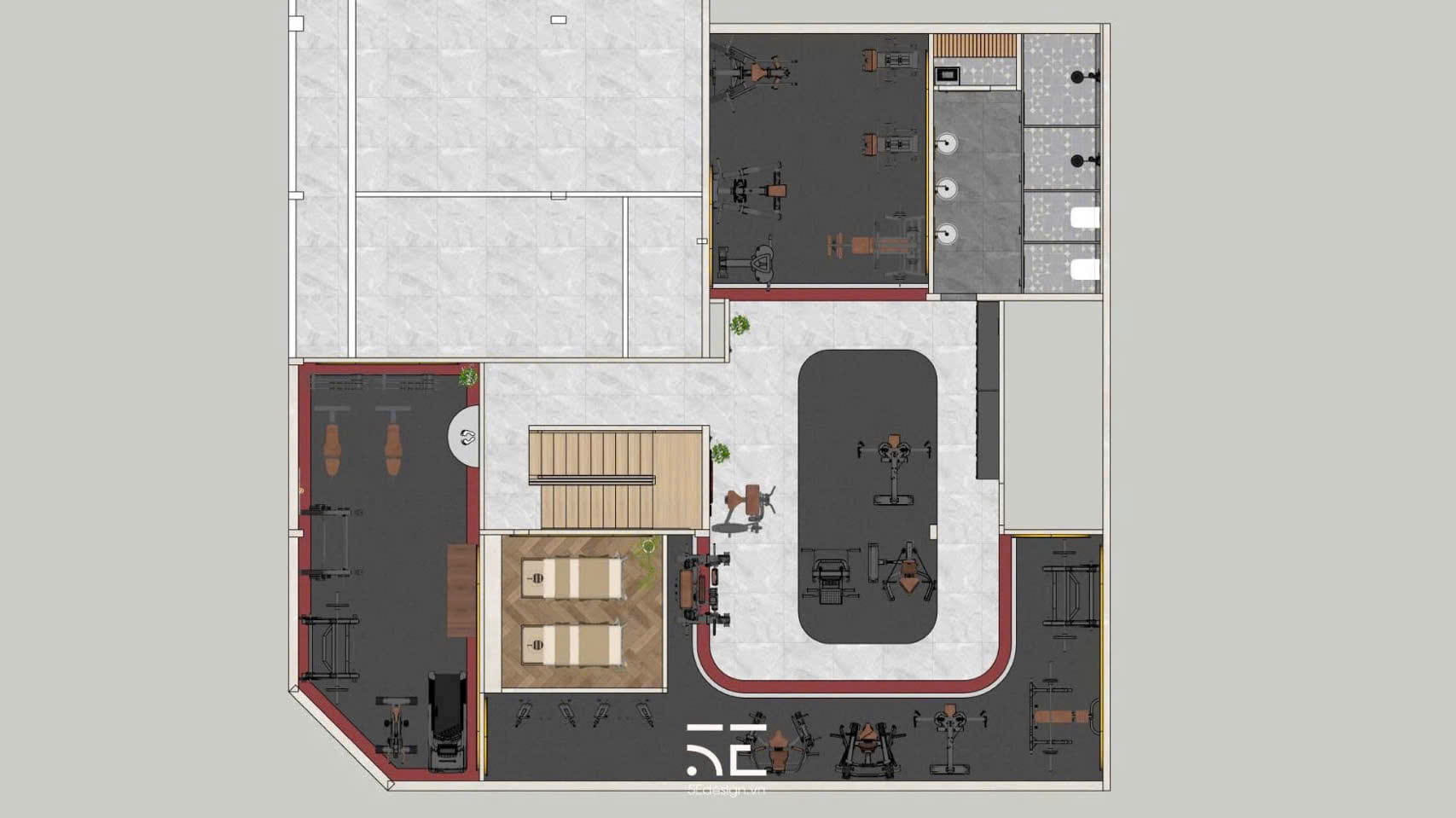 Phong cách thiết kế phòng gym Vio Fitness 