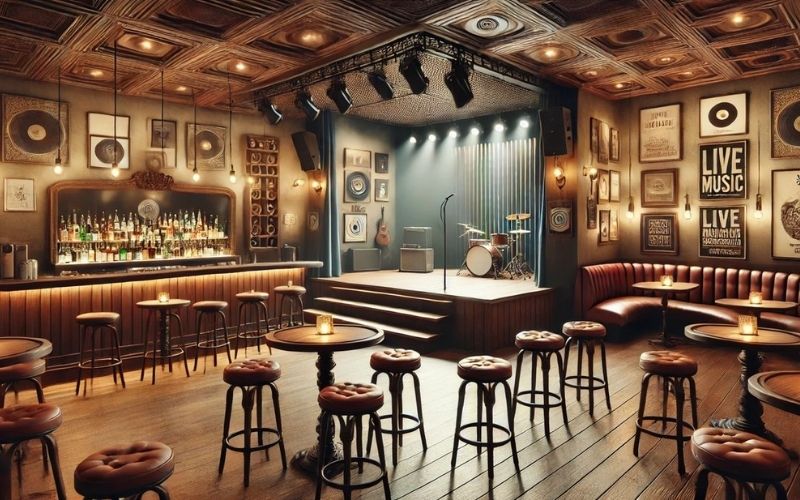 thiết kế sân khấu quán cà phê acoutic