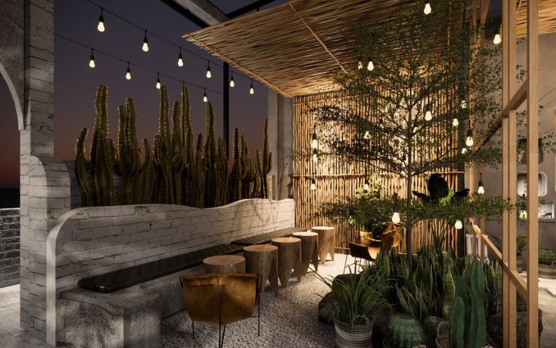 Phối hợp không gian và ánh sáng trong quán cà phê phong cách Bohemian