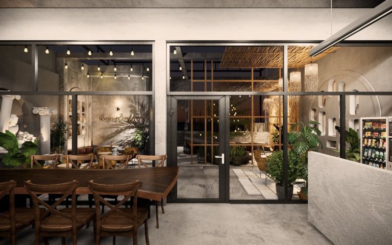 không gian sử dụng tông xám làm màu nền chủ đạo