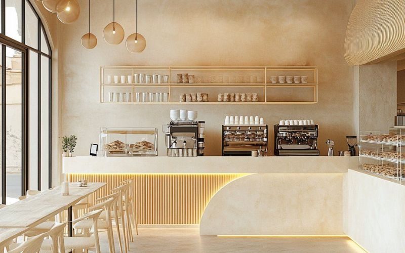 Chiều dài quầy bar cafe tiêu chuẩn theo diện tích quán