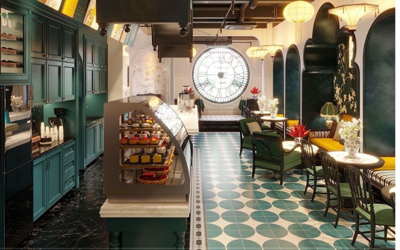 Mẫu quầy cafe đẹp phong cách Indochine