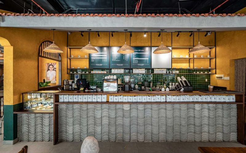 Mẫu quầy cafe đẹp phong cách Indochine