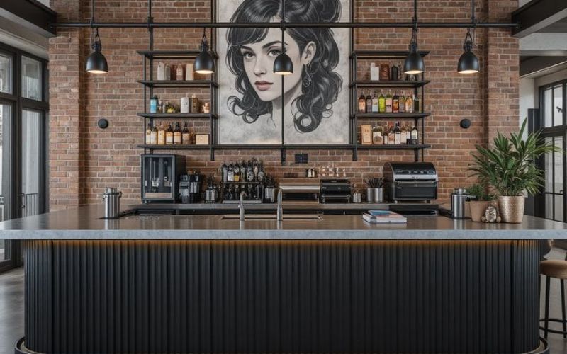 Mẫu quầy cafe đẹp phong cách rustic