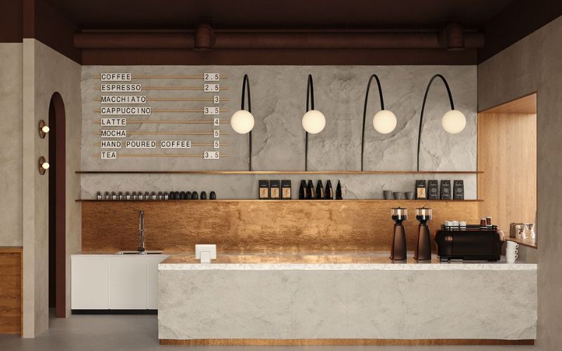 Mẫu quầy cà phê đẹp phong cách hiện đại