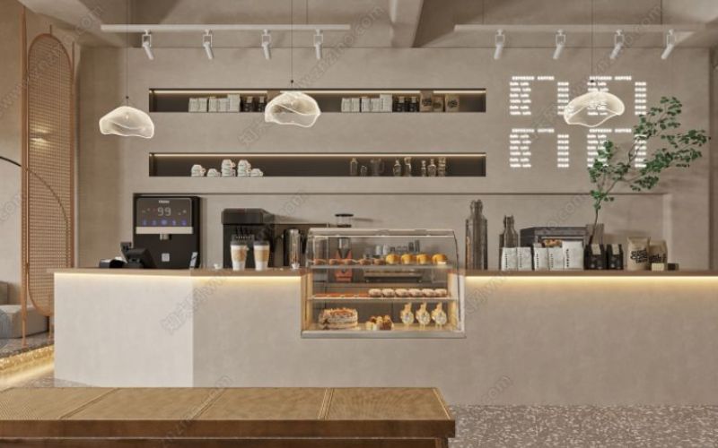 Mẫu quầy pha chế đẹp phong cách tối giản (minimalist)