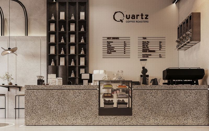 Mẫu quầy pha chế đẹp phong cách tối giản (minimalist)