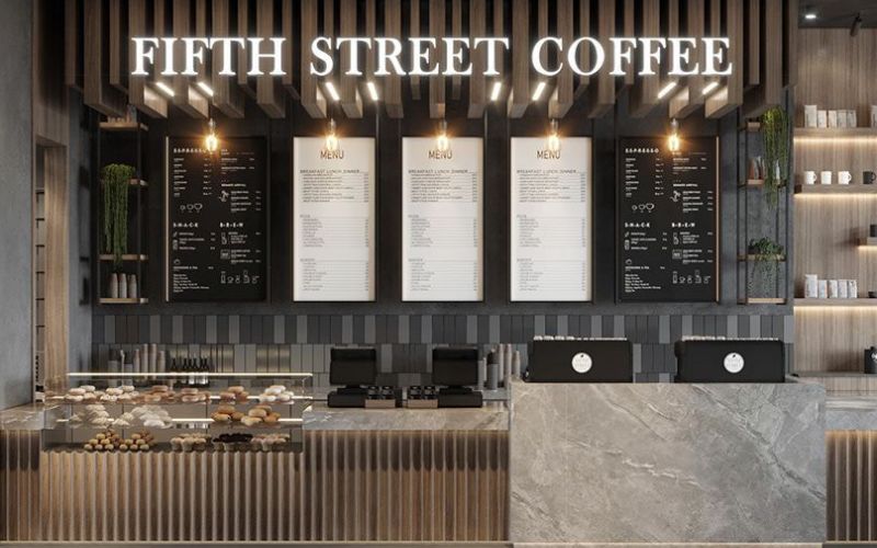 Mẫu quầy cà phê đẹp phong cách công nghiệp (industrial)