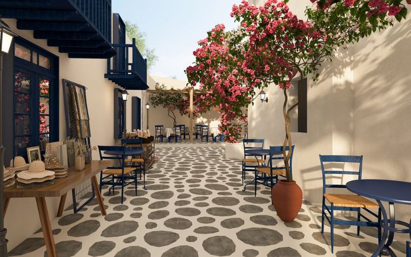 Mẫu thiết kế nhà hàng sân vườn đẹp phong cách Địa Trung Hải