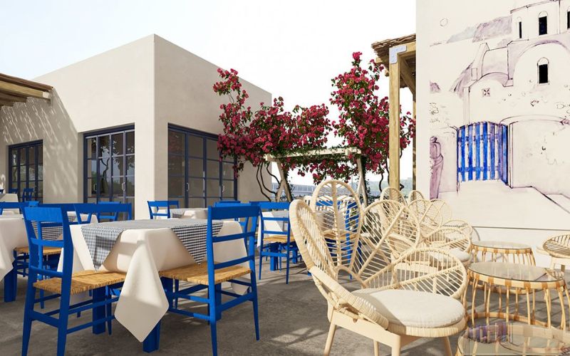 Mẫu thiết kế nhà hàng sân vườn đẹp phong cách Địa Trung Hải