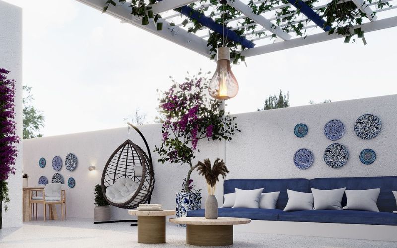 Mẫu thiết kế nhà hàng sân vườn đẹp phong cách Địa Trung Hải