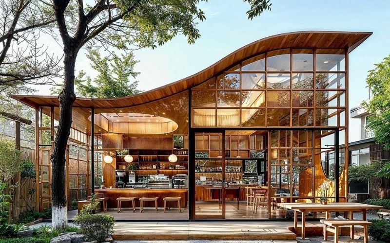 quán cafe khung thép tiền chế