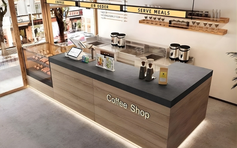 Cách bố trí thiết bị trong quầy pha chế chữ L