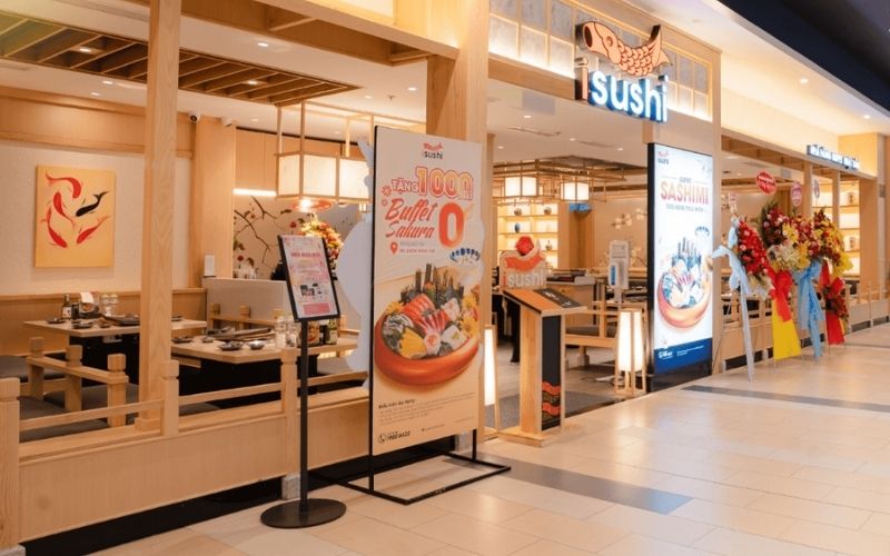 Thiết kế đồng bộ giúp nhà hàng buffet iSushi thu hút khách tự nhiên