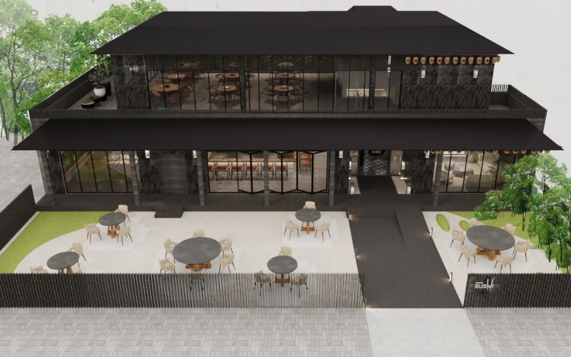 Màu sắc và vật liệu đặc trưng trong thiết kế nhà hàng sushi