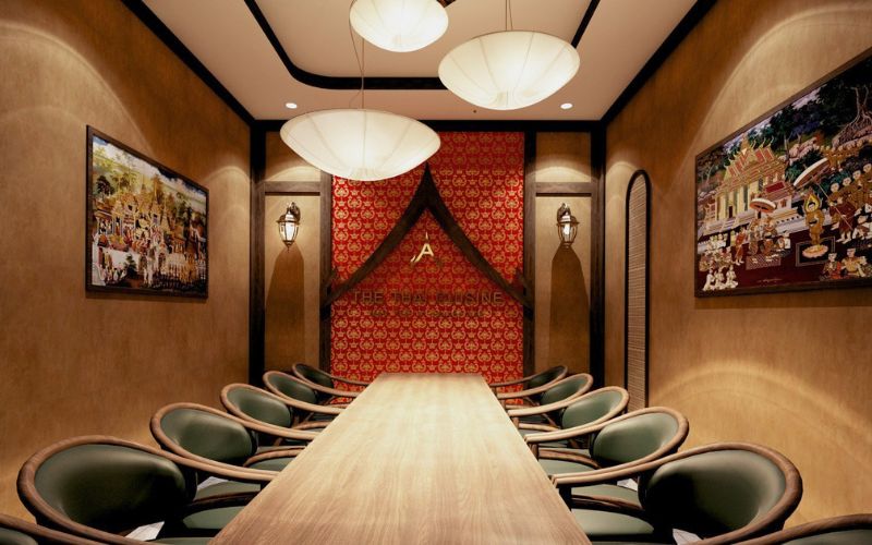 Màu sắc, vật liệu sử dụng trong thiết kế nhà hàng THE THAI CUISINE