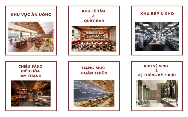 Thiết kế nội thất nhà hàng gồm những hạng mục nào? 