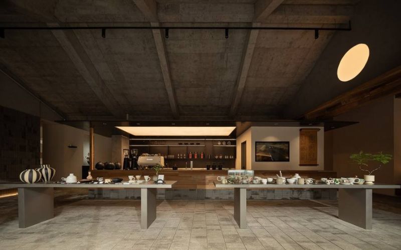 thiết kế quán cà phê phong cách tối giản