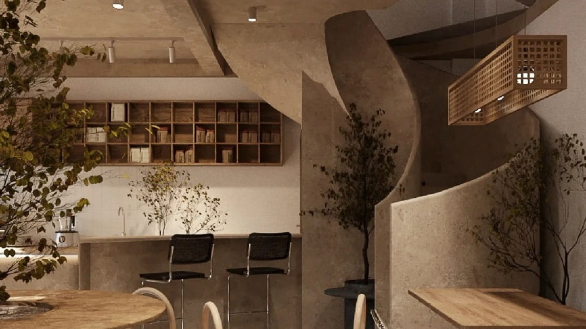 Thiết kế quán cà phê phong cách Wabi Sabi