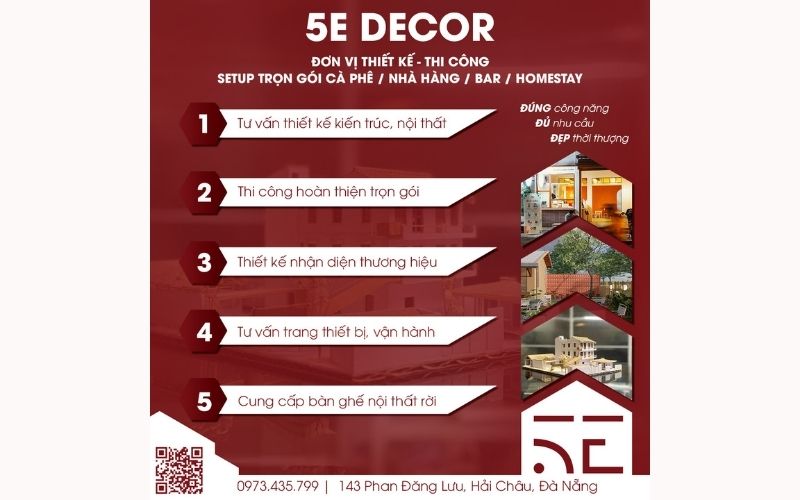 5E Design – Công ty chuyên thiết kế quán cà phê tại Đà Nẵng