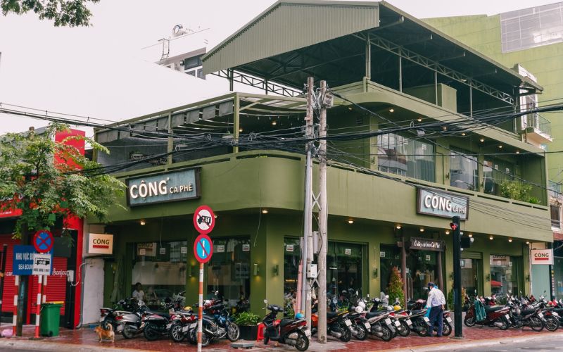 mẫu quán cà phê 2 mặt tiền 