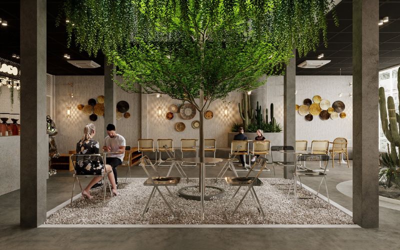 Phong cách Tropical – nhiều cây xanh giúp quán luôn “có cảm xúc”