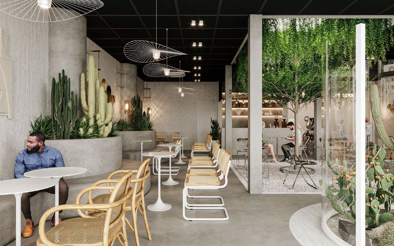 Phong cách Tropical – nhiều cây xanh giúp quán luôn “có cảm xúc”