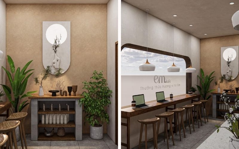 Màu sắc và vật liệu trong thiết kế quán cà phê