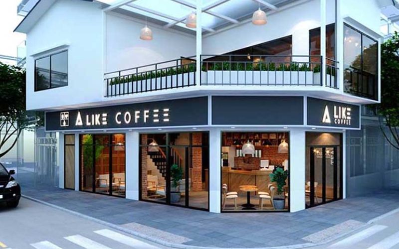 thiết kế quán cà phê góc phố 