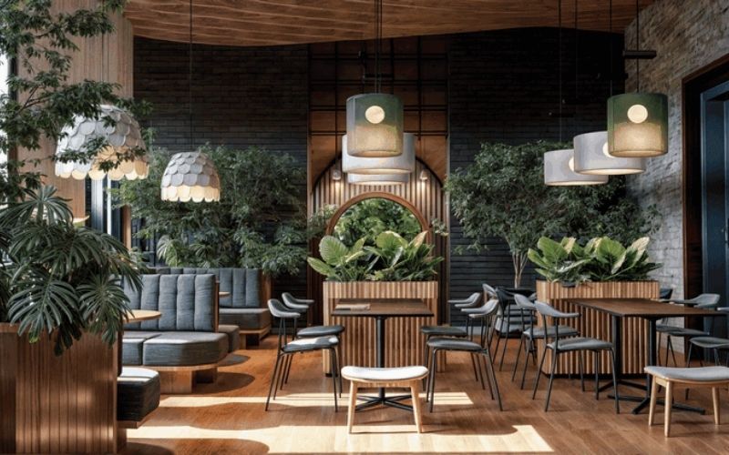 Khoảng cách bàn ghế trong thiết kế quán cafe tối thiểu giữa các bàn