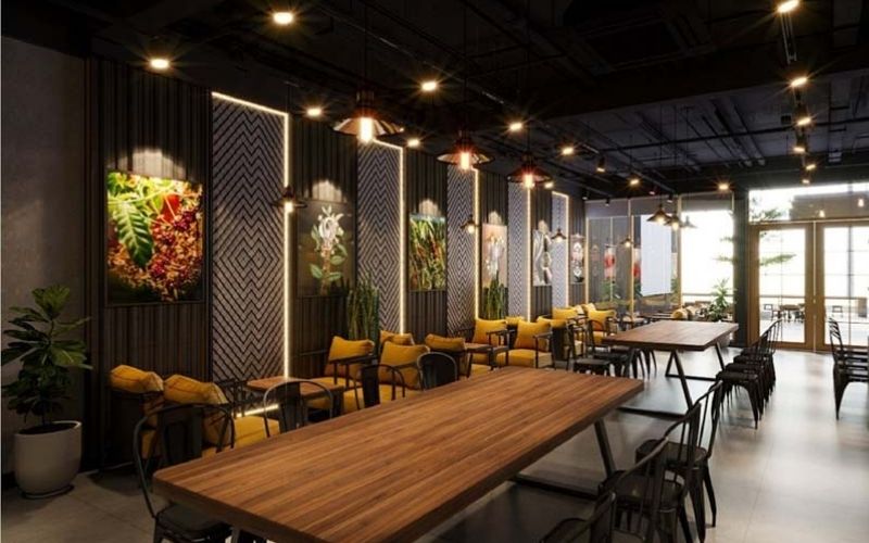 Khoảng cách bàn ghế trong thiết kế quán cafe cho lối đi chính và lối đi phụ