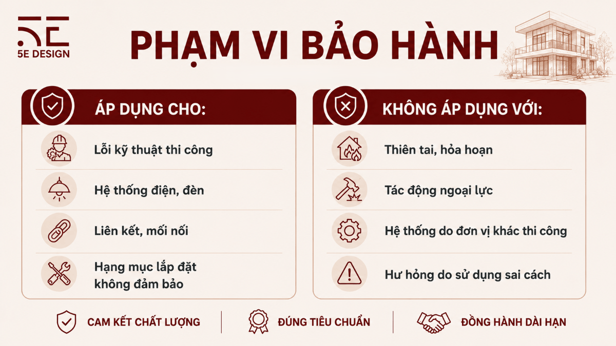 phạm vi bảo hành thi công trọn gói