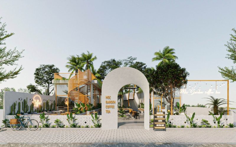 Cafe sân vườn kết hợp nhà ở 