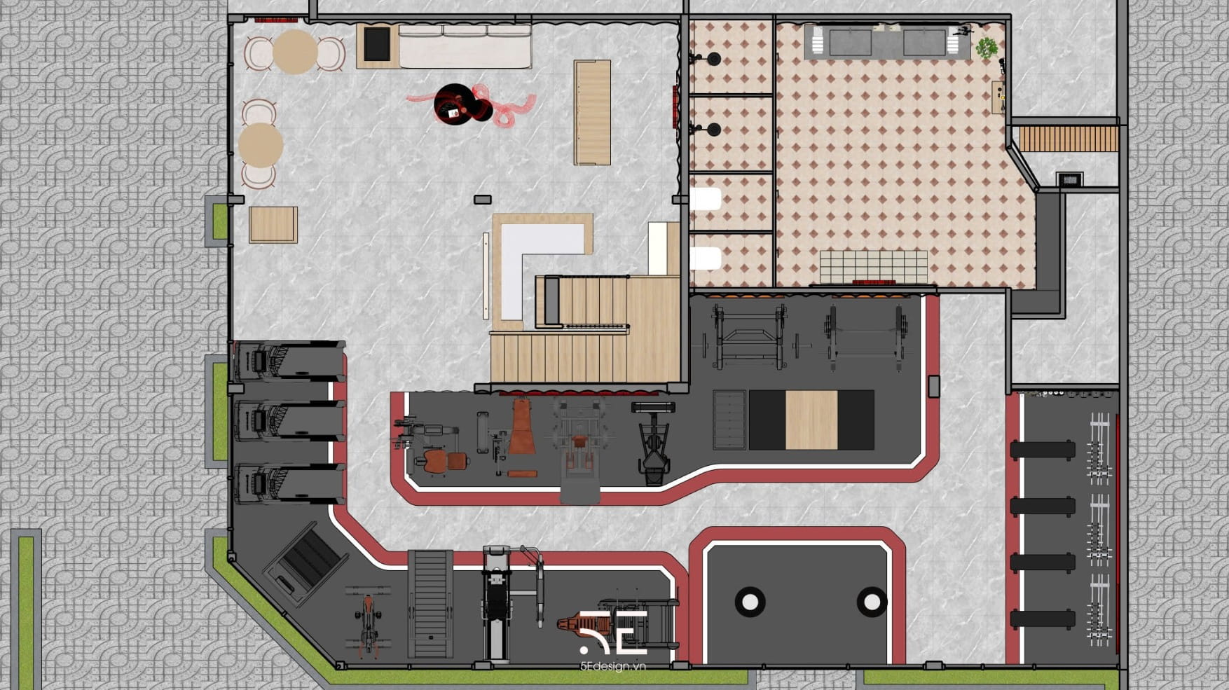 thiết kế phòng gym Vio Fitness 500m2 tại Đà Nẵng