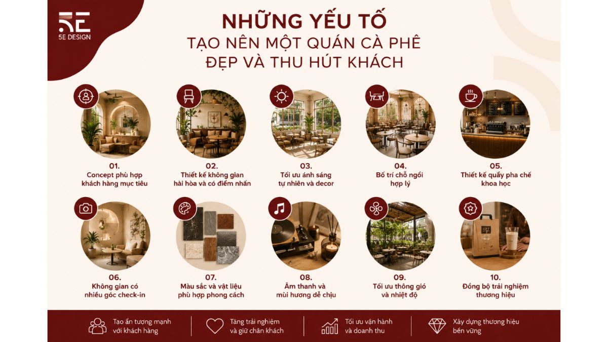 Những yếu tố tạo nên một quán cà phê đẹp và thu hút khách