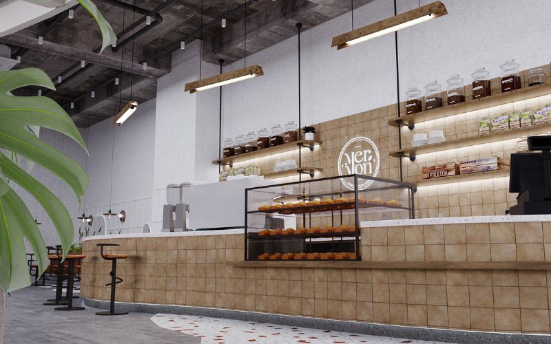 Mẫu thiết kế quán cà phê Industrial