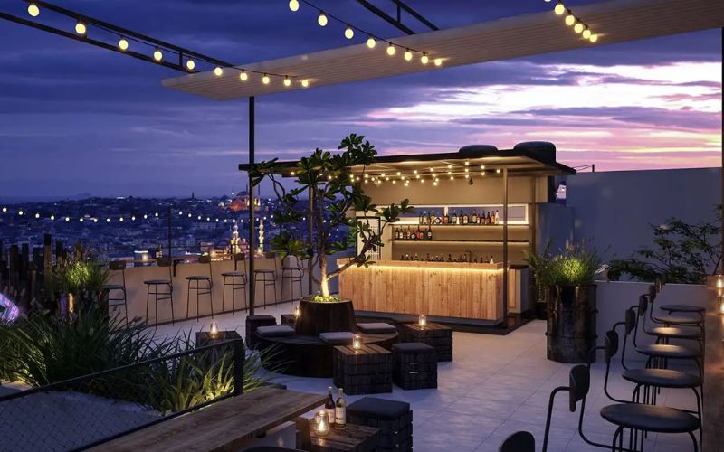 Cafe không gian mở kiểu rooftop cực chill 