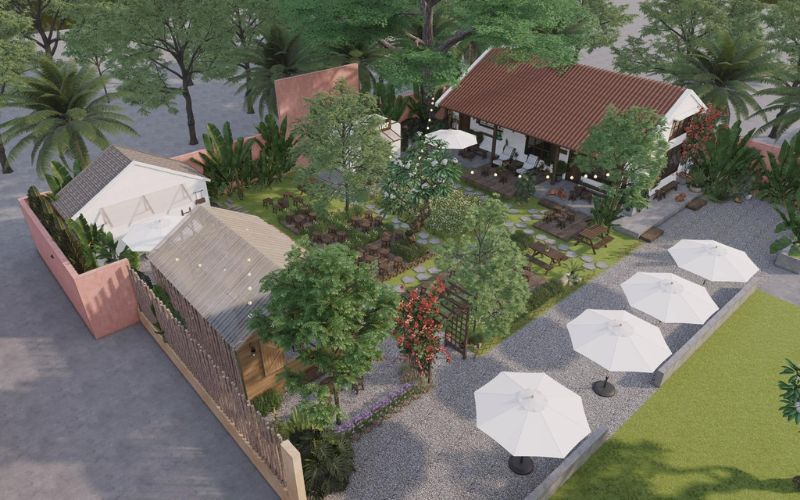 Tổng quan mô hình thiết kế quán cafe sân vườn 500m2 